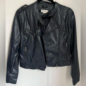 Lili Sidonio navy blue vegan leather jacket, size S